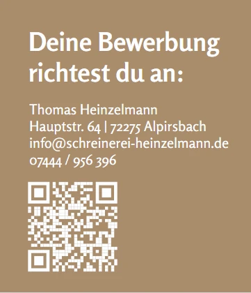 Kontaktkarte Bewerbung mit QR-Code, Adresse, E-Mail und Telefonnummer